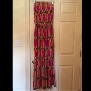 SO AWESOME Purple orange strapless jumpsuit
